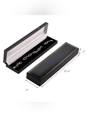Gold and Crystal Link Bracelet in Black Presentation Box